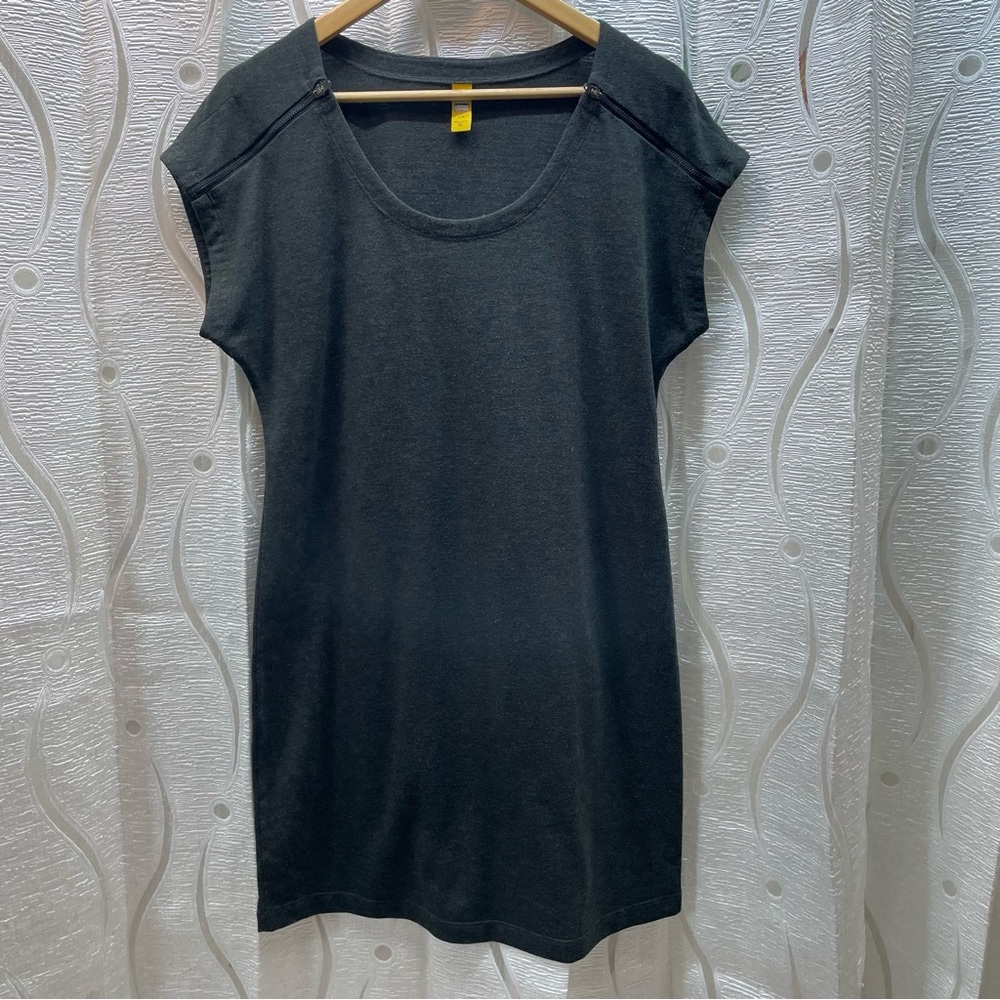 Lole Shift Dress Womens Large Gray Excellent Zipper Shoulder‎ Modal Blend Mini